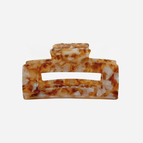 Rectangle Cellulose Acetate Hair Claw Clip - Toasted Pearl