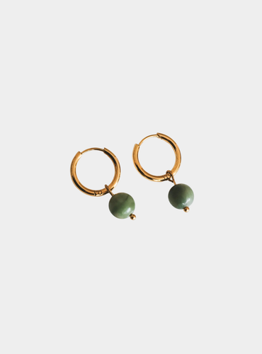 Roco Hoop Earrings - Green - Gold or Silver