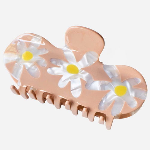 Eco-friendly Daisy Flower Curved Hair Claw Clip - Tan