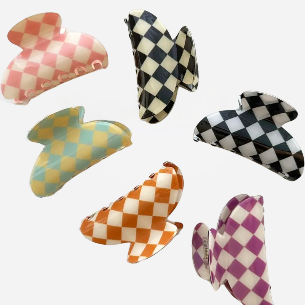 Checkered Claw Clip - Assorted Colours