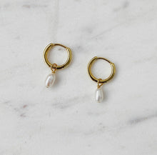 Pearl Dot Hoops - Gold