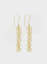 Amelia Botanical Abstract Threader Earrings - Brass