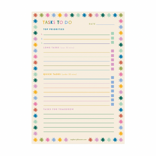 Rainbow Star Tasks To Do Notepad