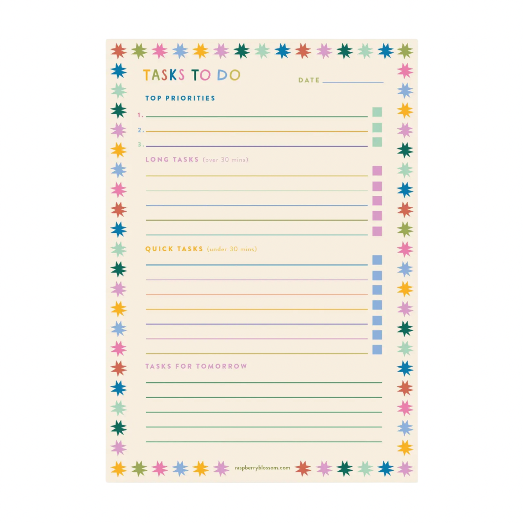 Rainbow Star Tasks To Do Notepad