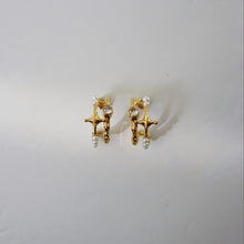 Vesper Pearl Star Double Hoop Earrings - Gold