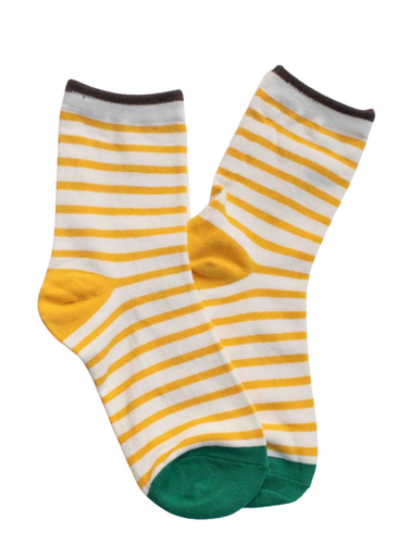 Tri-Colour Striped Socks - Yellow