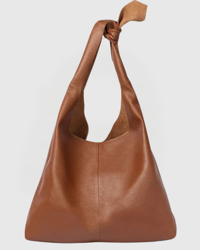 Knot Leather Shoulder Bag - Cognac