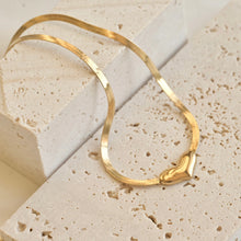 Mini Heart Herringbone Chain Necklace - Gold