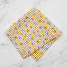 Gingham Cotton Square Scarf - Mustard Floral