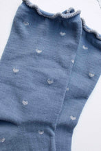 Mini Heart Ruffle Socks - Blue/Silver