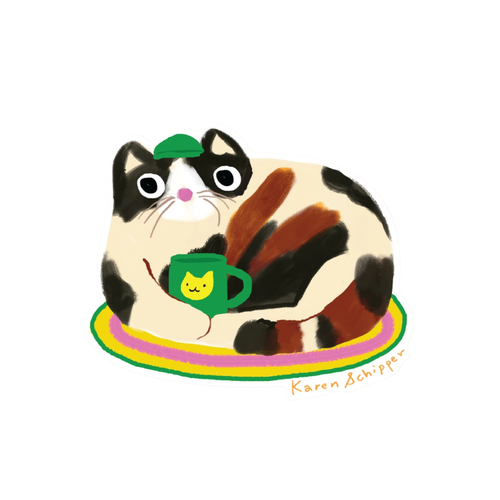 Coffee Cat Vinyl Sticker