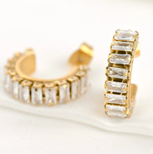 Jolie Baguette Hoop Earrings - Gold
