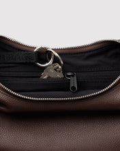 Small Recycled Leather Flat Crescent - Brown