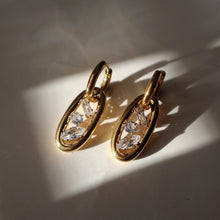 Flo Oval Drop Hoop Earrings - Gold