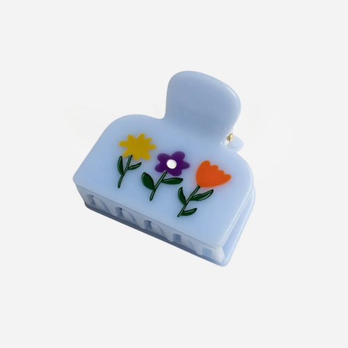 Eco-friendly Flower Square Hair Claw Clip - Blue