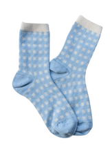 Woven Check Socks - Sky Blue