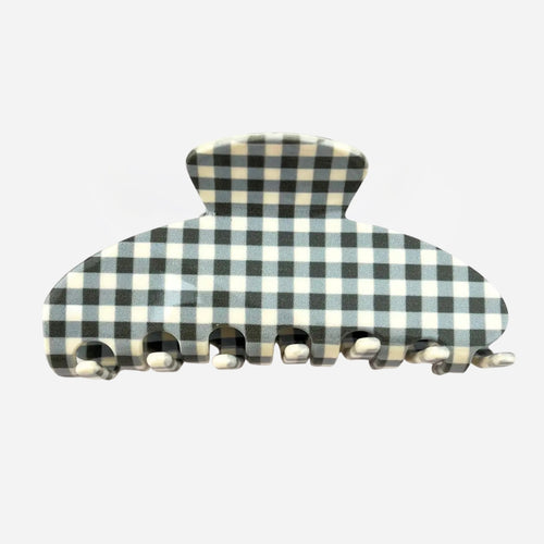 Millie Checked Claw Clip - Forest