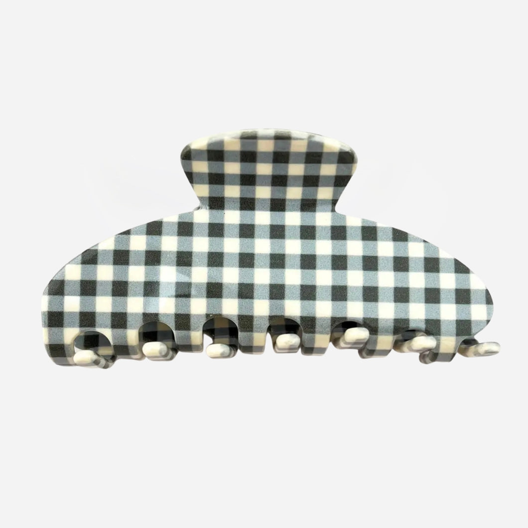 Millie Checked Claw Clip - Forest