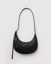 Small Recycled Leather Flat Crescent - Black