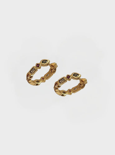 Barcelona Hoop Earrings - Gold + Multicoloured