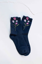 Tulip Bouquet Socks - Navy
