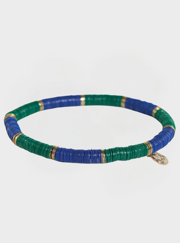 Striped Stretch Bracelet - Green/Lapis