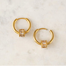 Prism Charm Hoop Earrings - Gold