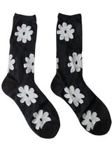Vintage Glitter Flower Socks - Black
