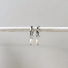 Pearl Dot Hoops - Silver