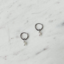 Pearl Dot Hoops - Silver