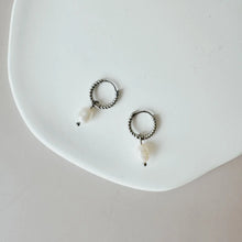 Twisted Hoop Pearl Earrings - Silver