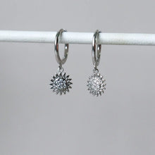 Sunflower Huggie Hoop Earrings - Silver