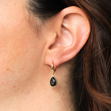 Black Drop Huggie Hoop Earrings - Gold