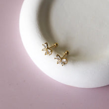 Sparkle Bow Stud Earrings - Gold