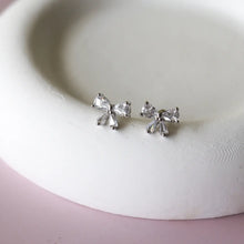 Sparkle Bow Stud Earrings - Silver