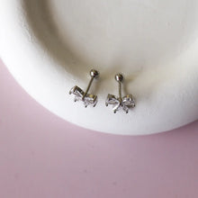 Sparkle Bow Stud Earrings - Silver