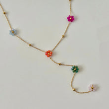 Beaded Flower Necklace - Gold