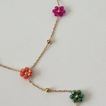 Beaded Flower Necklace - Gold