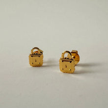 Mini Lock Stud Earrings - Gold