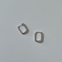 Rectangle Sparkle Hoop Earrings - Silver