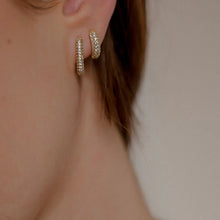 Rectangle Sparkle Hoop Earrings - Gold