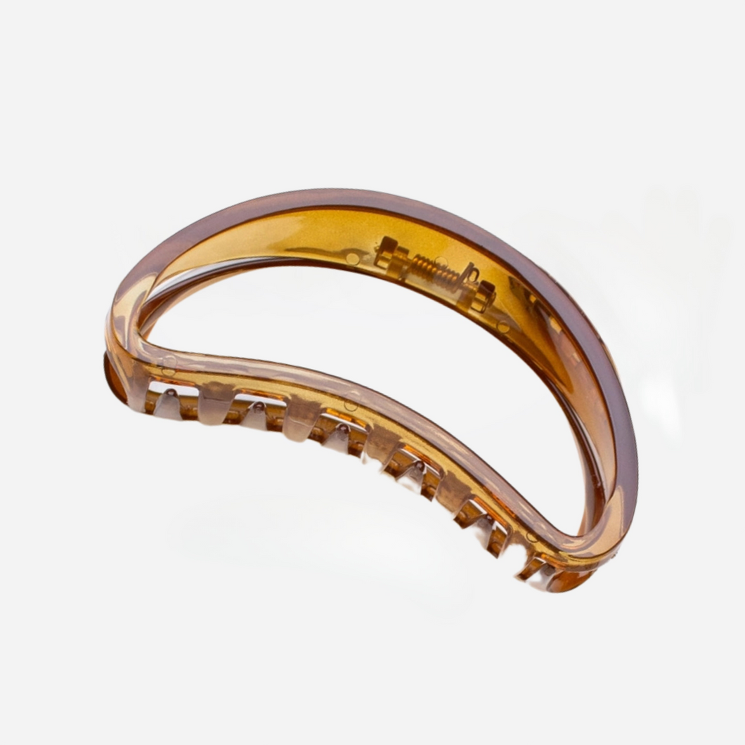 Curved Glossy Claw Clip - Brown