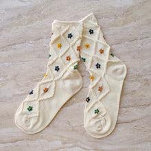 Mini Diamond Daisy Socks - Cream