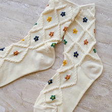 Mini Diamond Daisy Socks - Cream