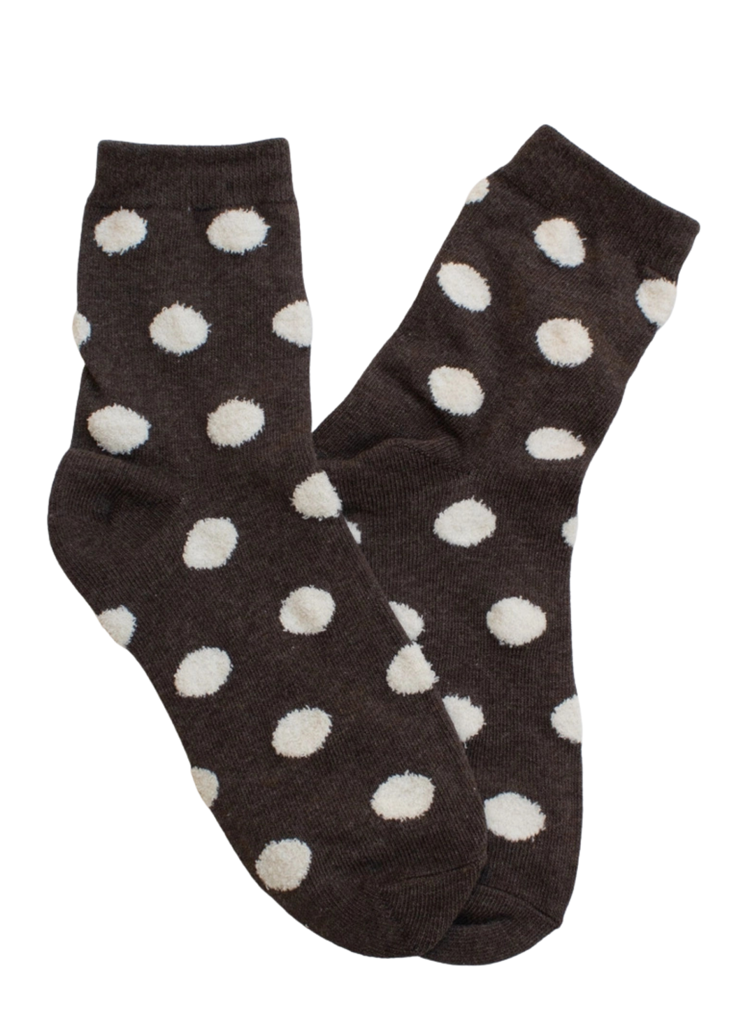 Polka Dots Puff Socks - Dark Chocolate/Cream