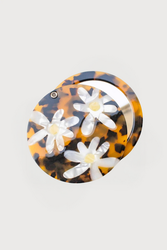 Eco Acetate Daisy Compact Mirror - Amber Mix