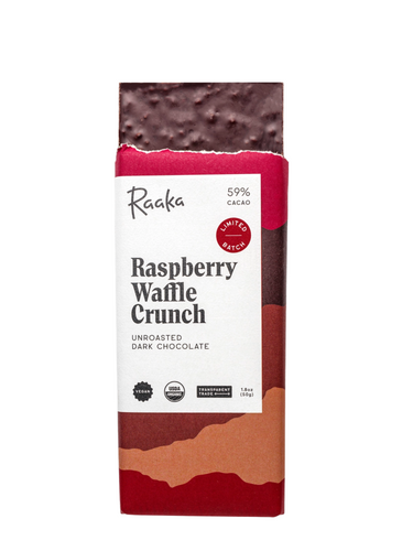 59% Raspberry Waffle Crunch Unroasted Dark Chocolate Bar - Limited Edition