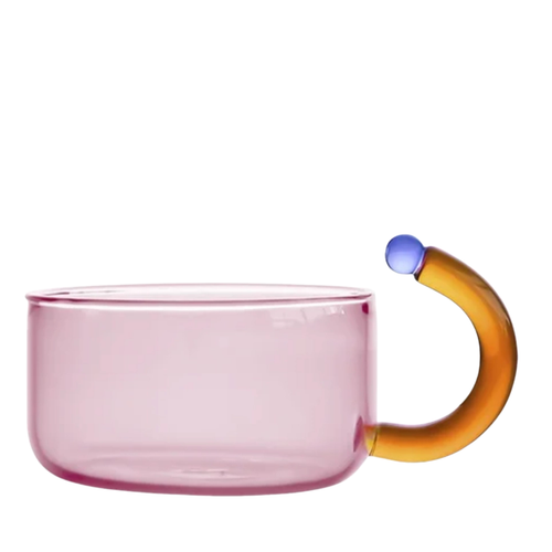 Block Color Heat Resistant Glass Cup - Pink