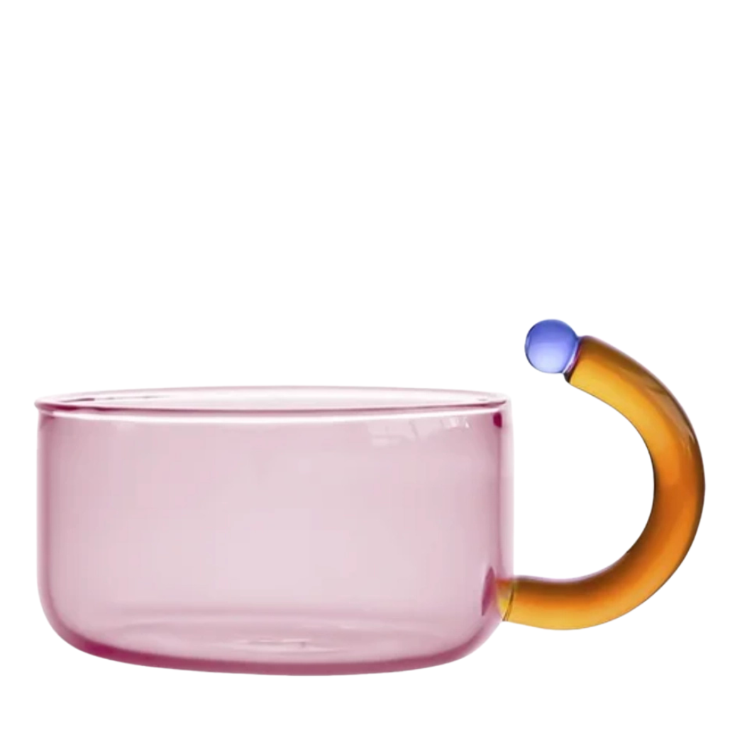 Block Color Heat Resistant Glass Cup - Pink