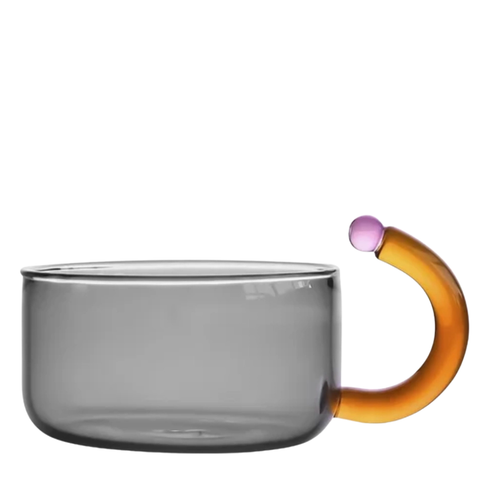 Block Color Heat Resistant Glass Cup - Grey